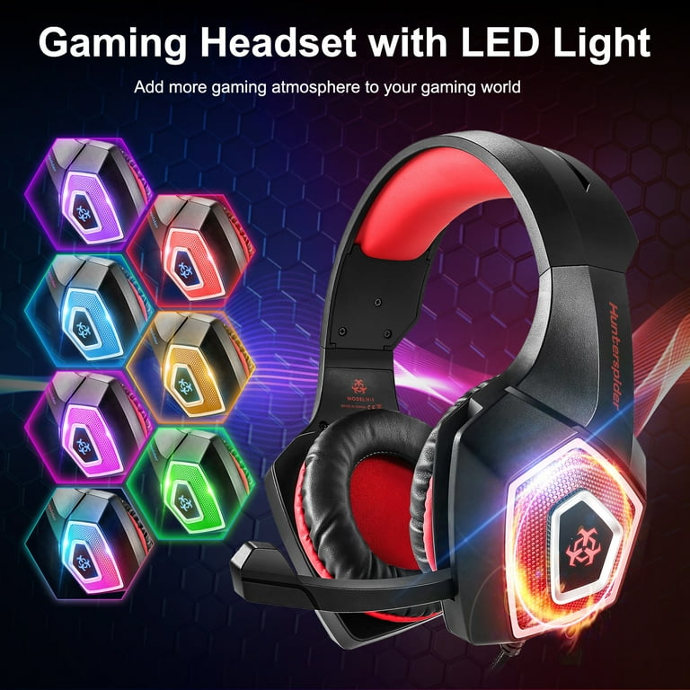 Casque Gamer Casque Gaming avec Micro Stéréo avec 3.5mm Jack LED RGB pour  PC PS4 Switch Xbox Smartphone