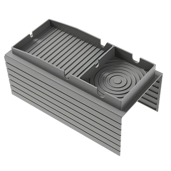 Multi-Function Couch Caddy with Cup Holder and Snack Tray, Non-Spill Silicone Sofa Armrest Organizer, Ideal for Drinks, Snacks, and Small Items, Gray Color, Easy to Clean