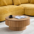 thumbnail image 4 of Kevinplus 31.49" Round Coffee Table with Storage Small Coffee Table for Apartment, Living Room，Walnut, 4 of 12