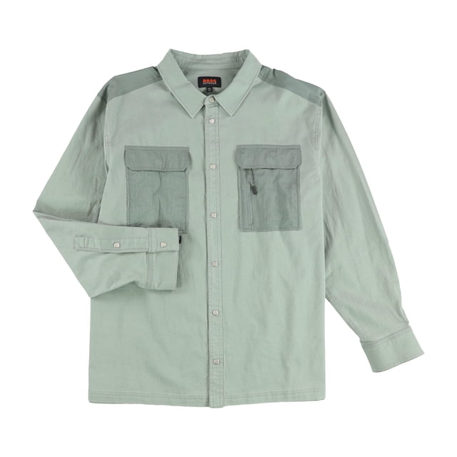 BASS OUTDOOR Mens Flex Smart Tech Shirt Jacket, Green, Medium
