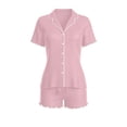 thumbnail image 4 of Miqool Pajamas Set for Women Short Sleeve Soft Sleepwear Button Down Pjs 2 Piece Lounge Sets S-XXL, 4 of 6