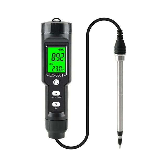 Digital EC/Temp Soil Tester 0.00~10.00mS/cm Conductivity Meter Sensor Earth Analyzer With ATC Planting Garden Outdoor ,Accurate & Professional