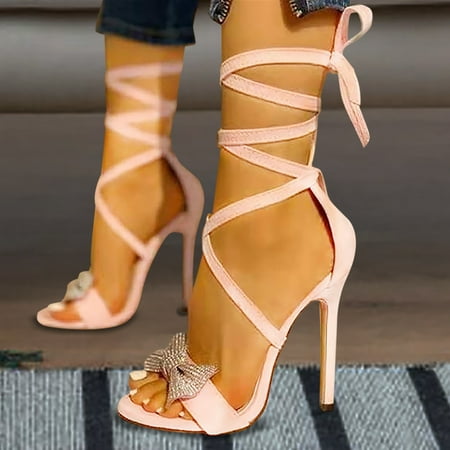 

Women Fashion Ankle Strap Thin Heels Sandals Casual Shoes