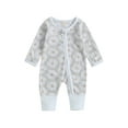 thumbnail image 1 of Bagilaanoe Newborn Baby Girl Jumpsuit Floral Print Long Sleeve Bodysuit 3M 6M 12M 18M Infant Zipper One Piece Romper, 1 of 8