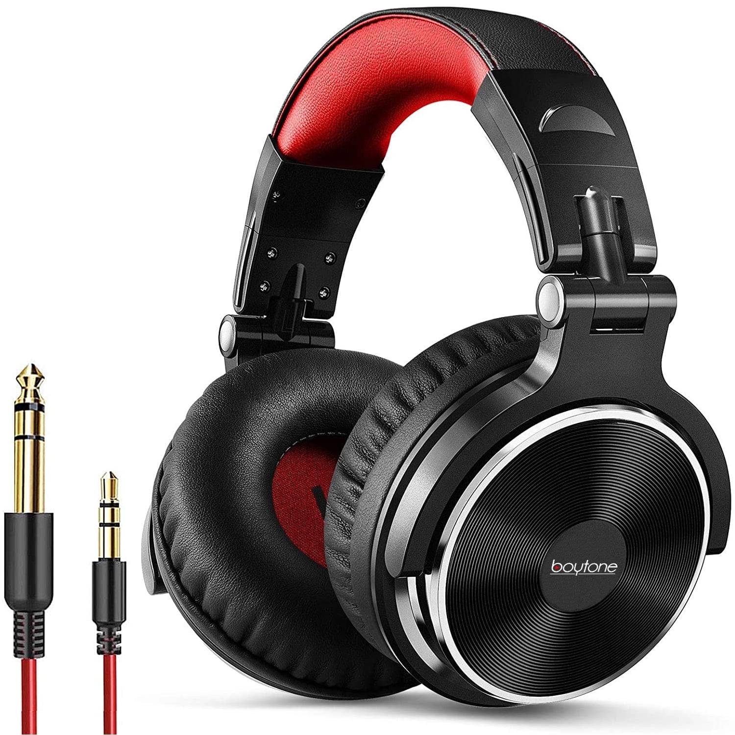Boytone BT-10RD Wired Over Ear Headphones Studio Monitor & Mixing DJ Stereo Headsets with 50mm Drivers and 1/4 to 3.5mm Audio Jack for Audio Mixer Computer, Phone, Guitar, Laptop, Amplifire, TV