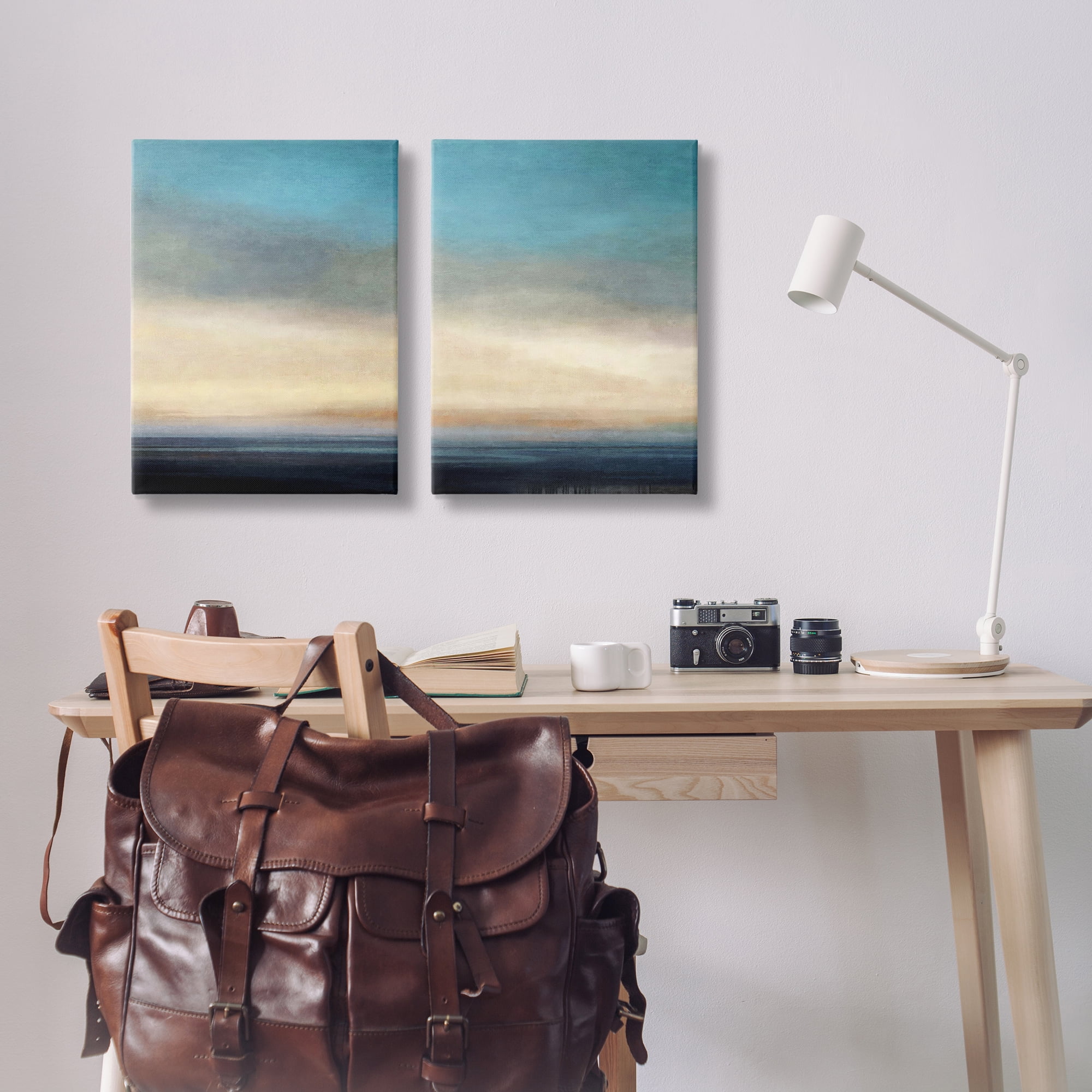 Stupell Industries Calm Tranquil Sea horizon Landscape & Nature Painting Wrapped Canvas Art Print Wall Art, 16 x 24, Set of 2