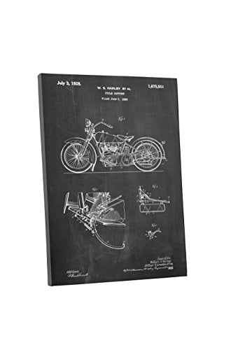 BONUS WALL DECAL! Harley Motorcycle Patent Print Gallery Wrapped Canvas Print 