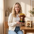 thumbnail image 5 of Highland Cow Building Block Set, 301Pcs Scottish Cattle 3D Animal Model, Sunflower Farmhouse Desktop Decor Figurine, 5 of 6
