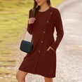 thumbnail image 3 of Women's Fall Winter Fashionable Long Sleeve Sweater Dress with Waist Tie and Pockets, Casual Knit Dress for Women, Belted Style for Comfort and Practicality,Red,XL, 3 of 9