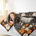 thumbnail image 3 of Manfei Halloween Cute Bow Ghost Twin Comforter Sets 2pcs, Sugar Skull Bat Flower Bedding Set, Black Orange White,Black Reversible,1 Comforter and 1 Pillowcase, 3 of 6