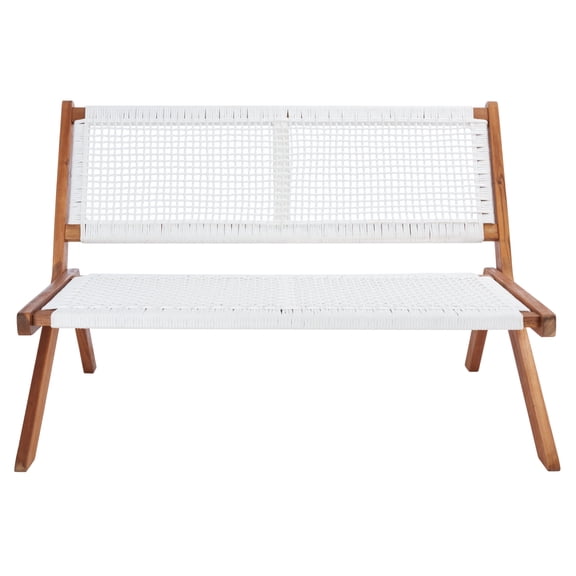 SAFAVIEH Kobina Outdoor Patio, Bench, Natural/White