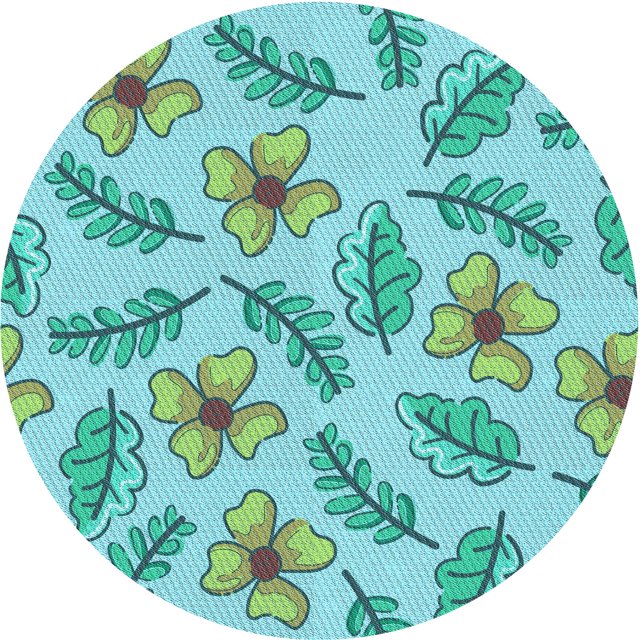 Ahgly Company Indoor Round Patterned Seafoam Green Area Rugs, 7' Round