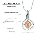 thumbnail image 2 of Compass Urn Necklace for Ashes for Human Stainless Steel Cremation Jewelry Memorial Necklace for Loved Ones Ashes, 2 of 5