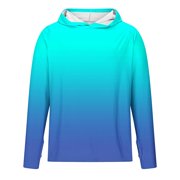 Men's UPF 50+ Sun Protection Lightweight Hoodie Performance Long Sleeve SPF UV Shirt for Fishing Running Blue L