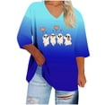 thumbnail image 2 of Heisall Womens T-shirts Halloween Print V-Neck 3/4 Sleeve Loose Plus Size Casual Fashion Daily Wear Tops, 2 of 4