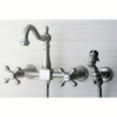 thumbnail image 2 of Kingston Brass KS1268AXBS Heritage Wall Mount Bridge Kitchen Faucet with Brass Sprayer, Brushed Nickel, 2 of 5