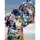 thumbnail image 3 of Camisa hawaiana de verano para hombre, con estampado completo de animales y gatos, camisetas playeras informales de manga corta con botones y cuello vuelto, 3 of 4