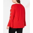 thumbnail image 5 of I-N-C Blouse à Manches Ornées pour Femmes, Rouge, Grande Taille, 0X, 5 of 5