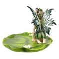 thumbnail image 4 of Green Absinthe Fairy Kneeling On Lotus Petal Soap Dish Figurine Jewelry Holder, 4 of 10