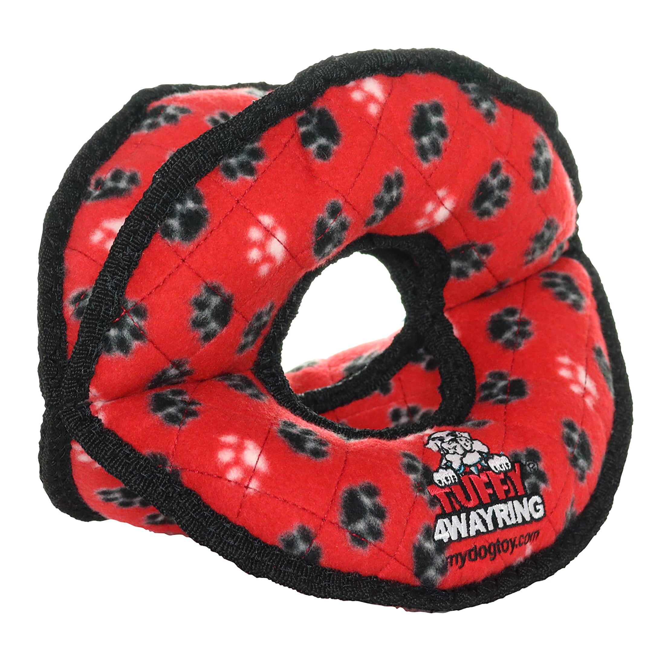 VIP Products Tuffy Ultimate 4-Way Dog Ring Toy, Red Paw