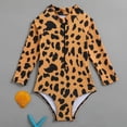 thumbnail image 3 of YunPes Toddler Girls One Piece Swimsuits Leopard Print Long Sleeve Bodysuit Summer Rash Guard Sun Protection Swimwear UPF 50+, 3 of 7