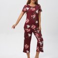 thumbnail image 2 of Jamicy Pyjama de Mode pour Femmes, Haut à Manches Courtes Imprimé avec Cordon de Serrage, Ensemble de Pyjama pour Dames, Confortable, Col Rond, Tenue de Détente, 2 of 7