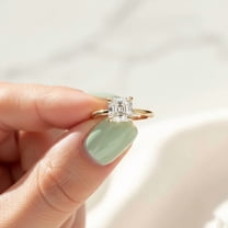 Jewelerix Women's Asscher Cut Engagement Ring Classic Moissanite Diamond Wedding Gift Ring 10K White/Yellow Gold Vermeil Proposal Ring