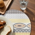 thumbnail image 3 of Yellow Grey Geometric Round 13 Inch Placemats Set of 8, Boho Vintage Country Flowers Leaves HeatResistant Non Slip Place Mats for Dining Table, Wipeable Braided Kitchen Table Mats for Housewarming, 3 of 9