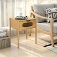 thumbnail image 4 of Gymax 2PCS Bamboo Nightstand Farmhouse Bedside Table w/ Tempered Glass Decorated Drawer, 4 of 10