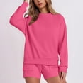 thumbnail image 4 of Track Suits for Women Set Long Sleeve Crewneck Sweatshirt and Shorts 2 Piece Matching Set Spring Fall Sweat Shorts Sets, 4 of 8