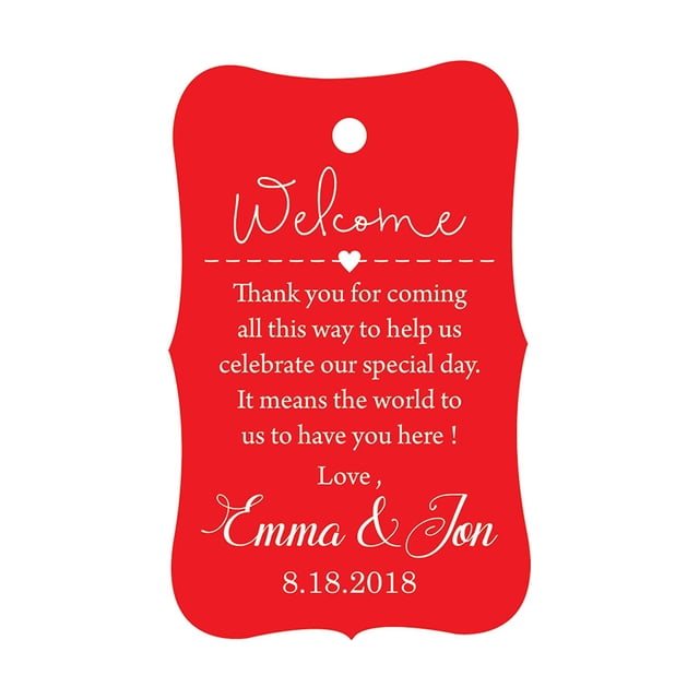100 PCS Wedding Welcome Personalized Wedding Favor Gift Paper Tags Custom Made Thank you Hang Tags