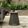 thumbnail image 3 of Llinc Store 17.7" Tall Outdoor Acacia Wood Patio Side Table, Farmhouse Design Round Coffee Table for Backyard, Lawn, Balcony, Gray, 3 of 7