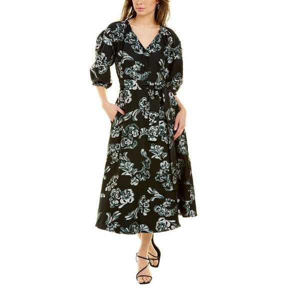 Tanya Taylor womens  Lida Wrap Dress, 0, Black