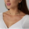 thumbnail image 4 of Queilt 14K Gold Filled Herringbone Choker Necklace Set Double Layer Snake Chain Herringbone Chain Necklace Layering Necklace Set Cuban Chain Necklace for Women, 4 of 5