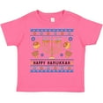 thumbnail image 3 of Inktastic Happy Hanukkah Sweater Style Design with Menorah and Dreidel Boys or Girls Toddler T-Shirt, 3 of 5