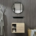 thumbnail image 5 of FULLWATT Wall Mounted Bathroom Vanity, Side Shelves with Round Mirror, Natural Color, 5 of 8