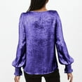 thumbnail image 4 of Women's Long Sleeve Tops, Casual Fashion Round Neck Blouse Solid Color Ruffle Shirt, Basic Tee for Fall Everyday Wear, Office Party Outfits, 4 of 7