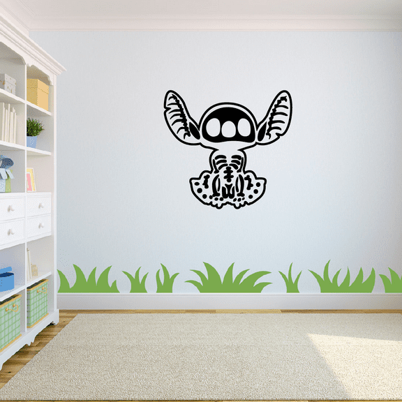 Stitch Skeleton Cute Lilo and Stitch Disney Cartoon Wall Sticker Art Decal for Girls Boys Room Bedroom Kindergarten Nursery House Fun Home Decors Stickers Wall Art Vinyl Decoration Size (28x30 inch)