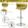 thumbnail image 3 of DREAMSIDEA Swivel Bar Stools Set of 4 Modern Velvet Upholstered High Back Adjustable Bar Chairs with Silver Footrest for Kitchen Counter Square Island, Olive Drab, 3 of 5