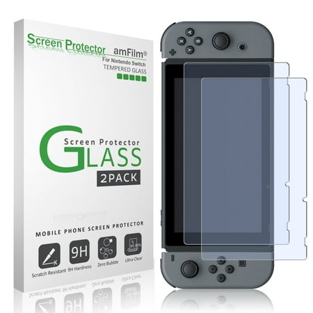Nintendo Switch Screen Protector Glass (2-Pack), amFilm Nintendo Switch Tempered Glass Screen Protector for Nintendo Switch (Best Nintendo Switch Screen Protector)