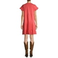 thumbnail image 4 of Time and Tru Women's Flutter Sleeve Knee Length Tiered Dress, 4 of 5