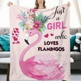 thumbnail image 3 of Just A Girl Who Loves Flamingos Blanket Cute Flamingos Decor Pink Throw Blanket Gifts for Girls Super Warm Soft Plush Lightweight Fleece Flannel Blanket Winter Bedding Blanket for Kids Women 50"x60", 3 of 6