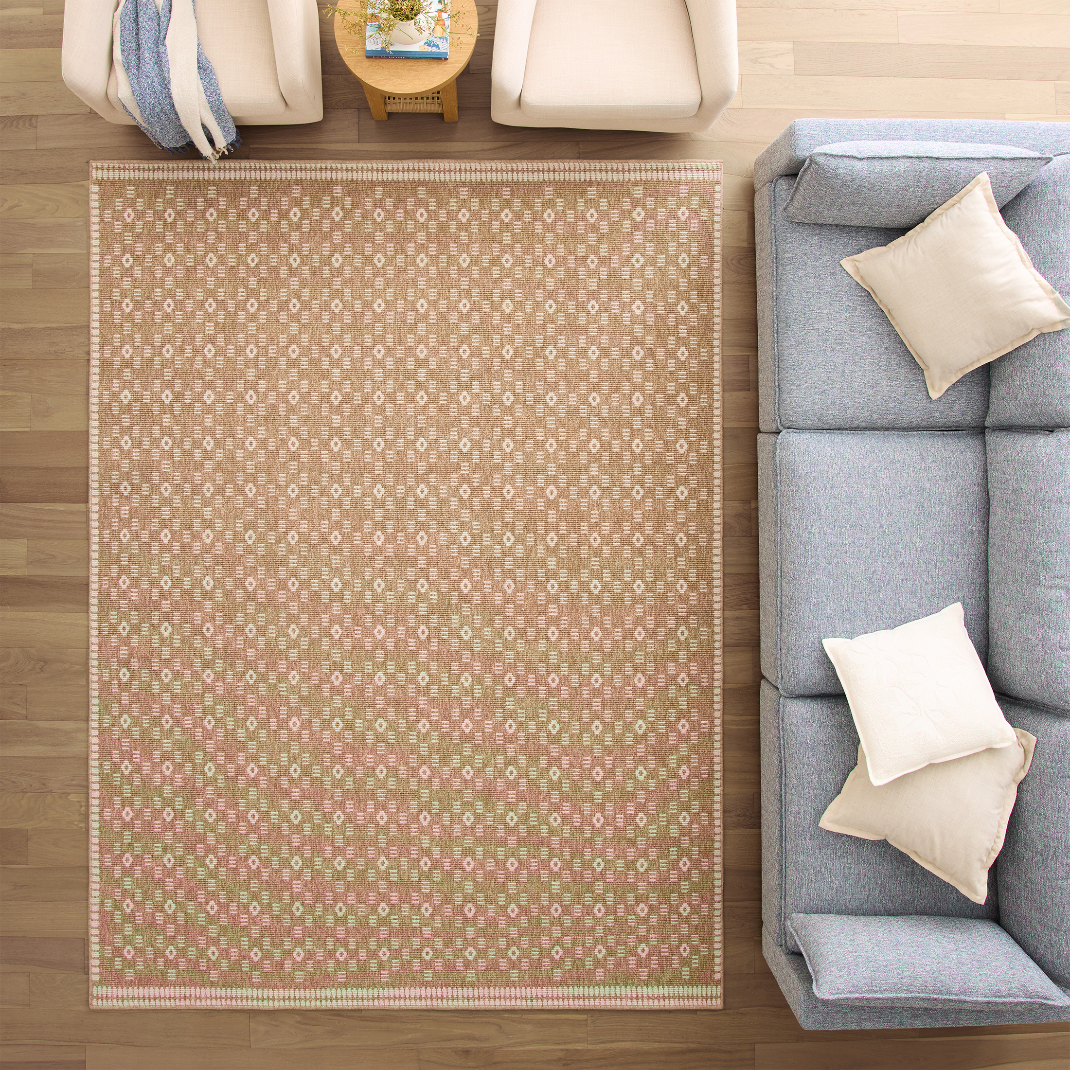 Better Homes & Gardens Taupe/Ivory Liz Crafted Geo Indoor Area Rug, 90" x 116"