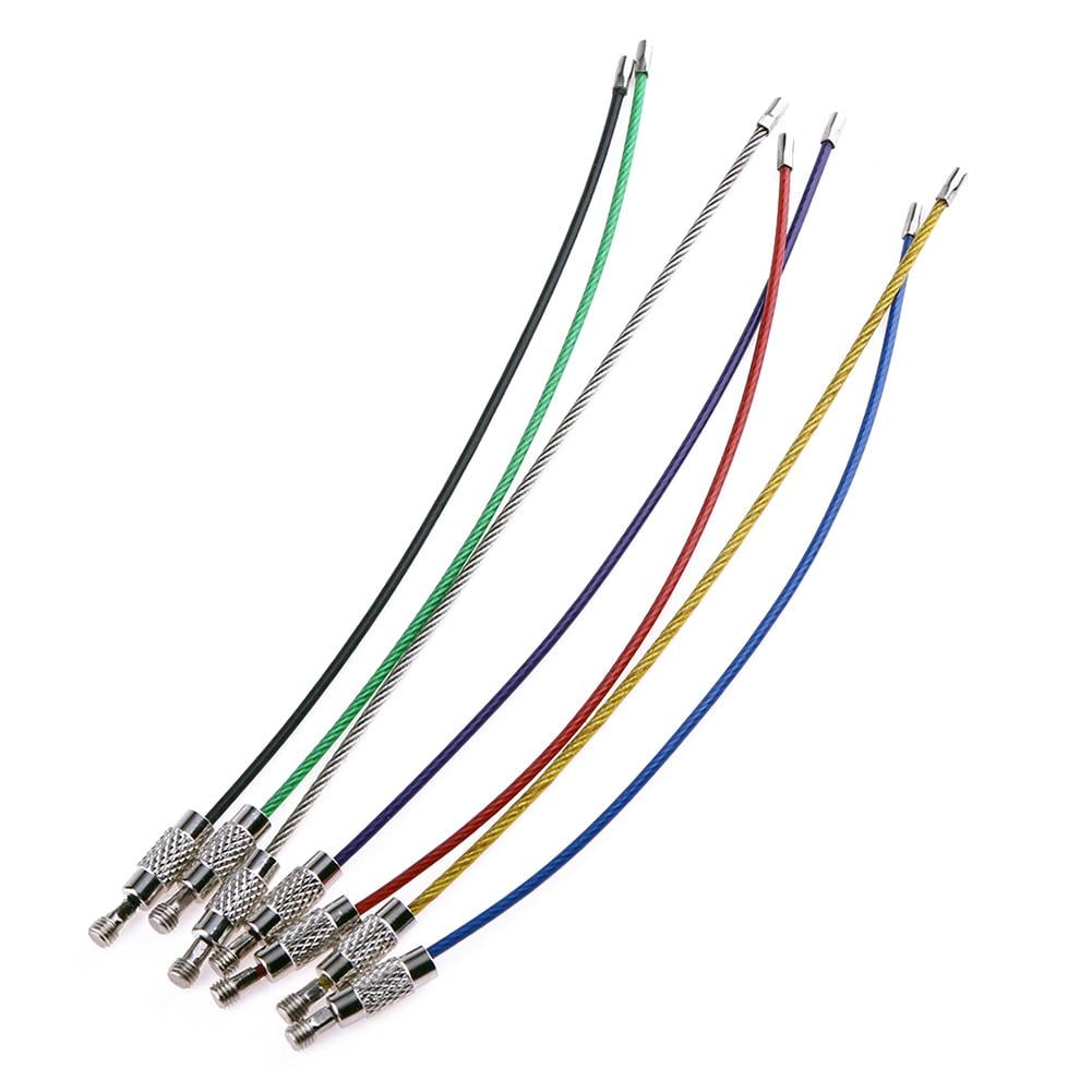 20pcs Stainless Steel Wire Keychain Screw Locking Gadget Cable Rope Keyring