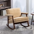 thumbnail image 2 of Paproos Rocking Chair, Paproos Velvet Upholstered Rocker Chair, Glider Rocker Accent Chair with Cushion, Rocking Chair for Nursery, Armchair Reading Chair for Living Room Bedroom, Khaki, 2 of 6