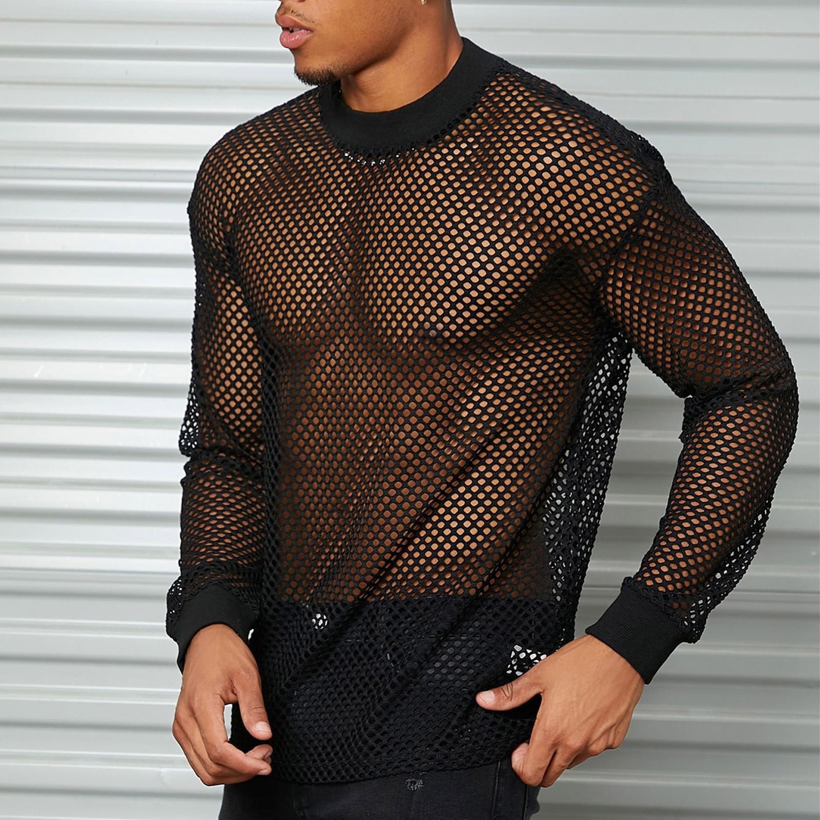 OTEMRCLOC Clearance Top! Men Fishnet Shirt Fishnet Mesh Transparent Muscle  T-Shirt Net Undershirt XXL 2023 