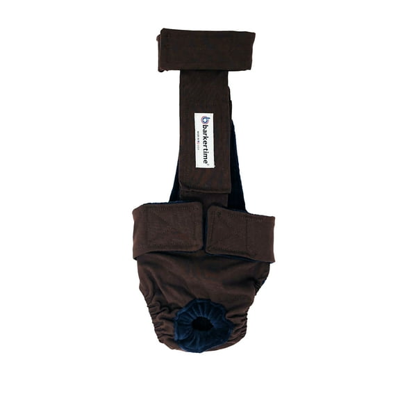 Barkertime Chocolate Brown Escape-Proof Washable Dog Diaper Overall - Made in USA