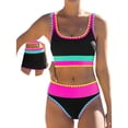 thumbnail image 5 of Women's High Waisted Bikini Sets Neon Color Tummy Control 3 Piece Swimsuit Summer Sporty Bathing Suit with Skirt, 5 of 9