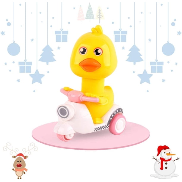 Juguete de dibujos animados Pequeño juguete de pato amarillo Juguete de motocicleta tipo Juguetes para empujar y llevar para niños y niñas de 1 2 3 años Regalo ideal para bebés y niños Rosa oso de fresa Juguete