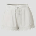 thumbnail image 2 of GEWSEY Women Floral Lace Trim Shorts Casual Summer Shorts Plus Size High Waist Drawstring Dressy Shorts Trendy Beach Clothes (White, 5XL), 2 of 3